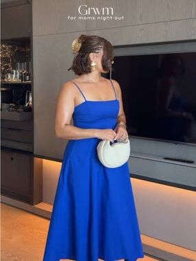 Zara Royal Blue Spaghetti-Strap Midi Dress